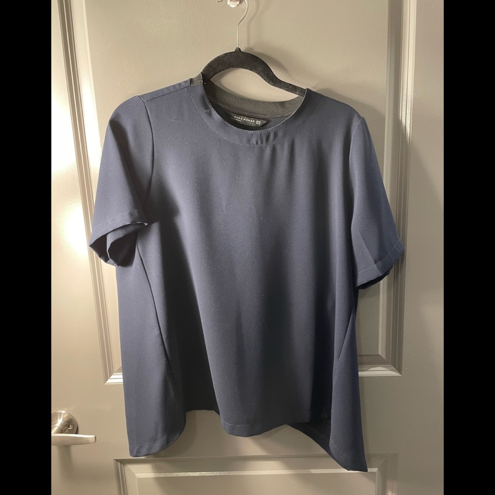 Zara Navy Silk Shirt.